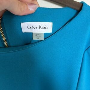 Calvin Klein Womens Sheath Dress 12 Blue Bell Sleeve Career Work Professional